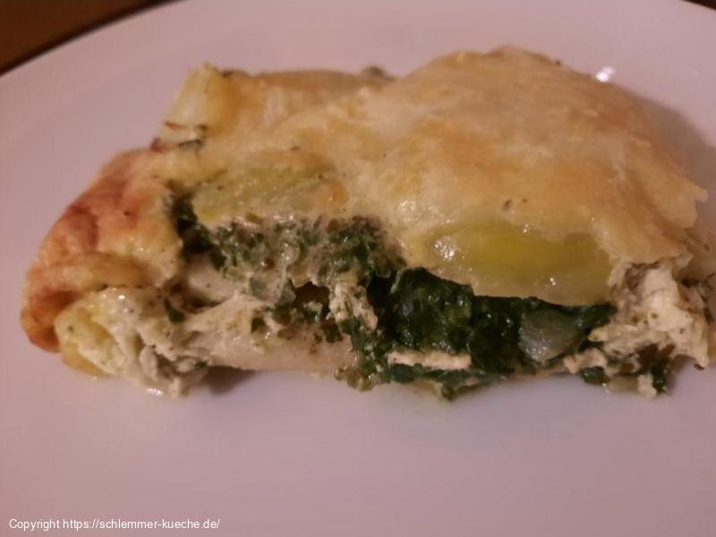Kartoffelauflauf mit Fisch und Spinat