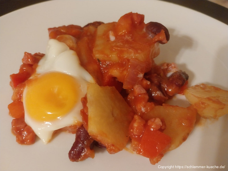 Katalanischer Kartoffelauflauf mit Bohnen